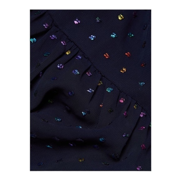 NWT LE SUPERBE Starry Night Navy Blue Metallic Chiffon Tie Back Maxi Gown Size 6 - Picture 13 of 14